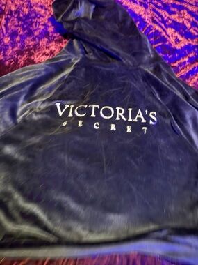 Victoria's Secret Black Velour Zip Hoodie